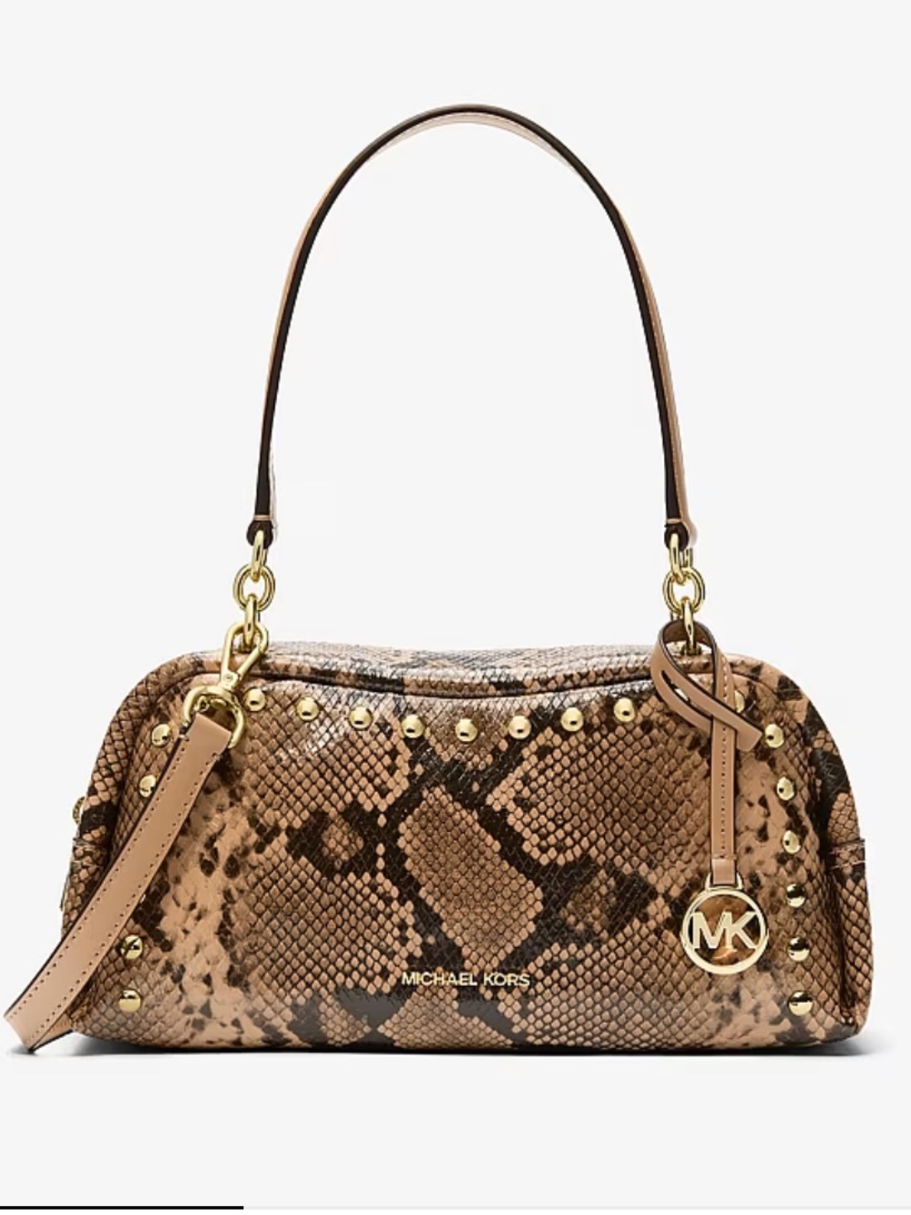 Michael Kors Cecily Small Studded Snake Embossed Shoulder Crossbody Bag